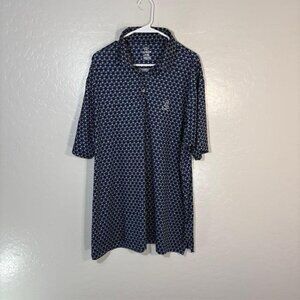 Rhoback Polo Shirt Mens 2XL Navy Performance Golf Palm Tree Golf Cart Print